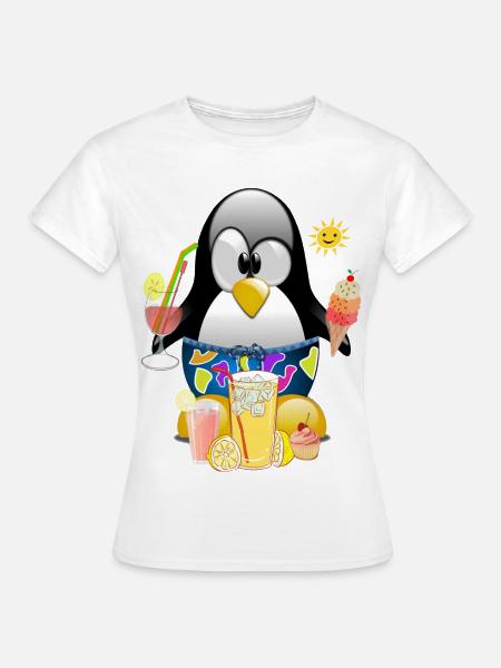 Pinguin, Eiscreme - Frauen T-Shirt - Weiß