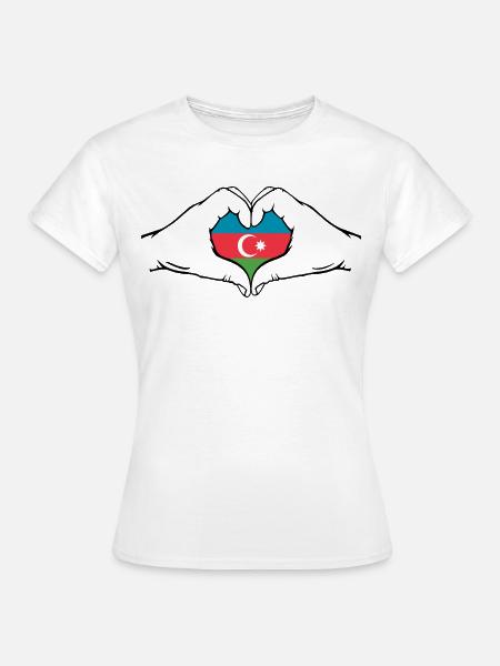 Aserbaidschan Herzform mit Hände - Frauen T-Shirt - Weiß