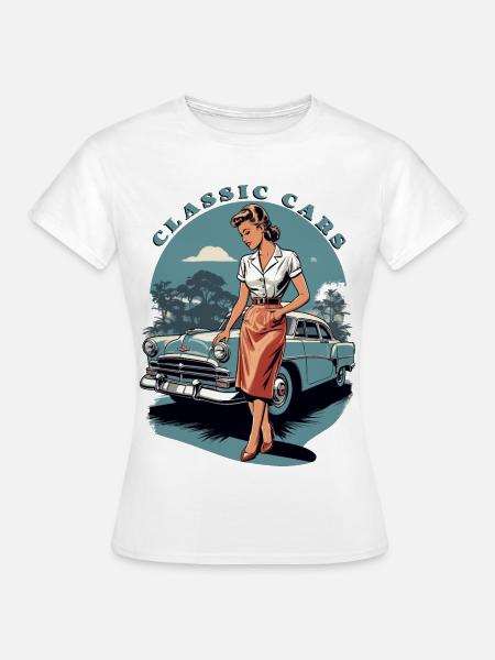 Classic Cars 1950 - Dame-T-shirt - hvid