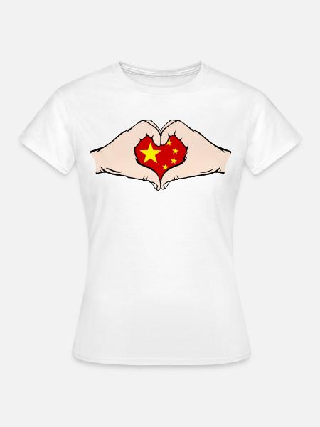 Chine en forme de coeur avec des mains - T-shirt Femme - blanc