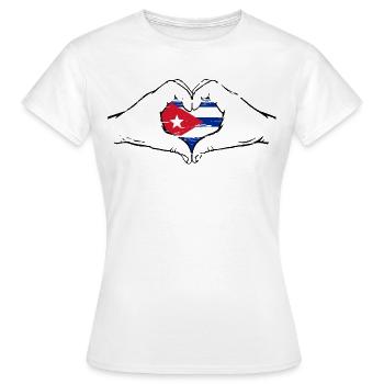 Kuba Flagge Herzform used - Frauen T-Shirt - Weiß - Vorne - AI Model Female 172 dark (172cm)