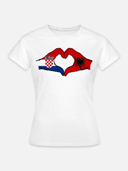 Kroatien Albanien Flagge Hände Herzform - Frauen T-Shirt - Weiß