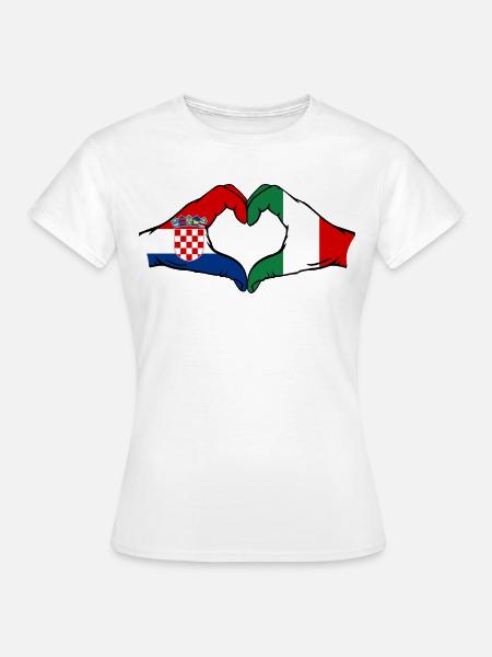 Croazia Italia Bandiera Mani Forma Di Cuore - Maglietta da donna - bianco
