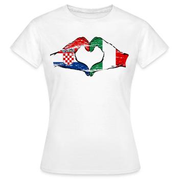 Kroatien Italien Flagge Hände Herzform used - Frauen T-Shirt - Weiß - Vorne - AI Model Female 172 dark (172cm)