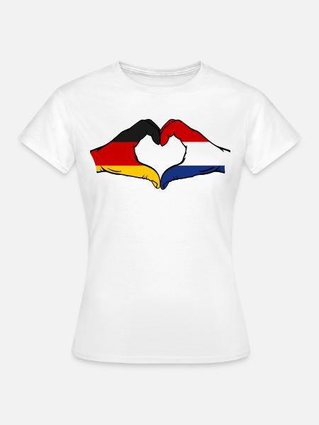 Deutschland Holland Flagge Hände Herzform - Frauen T-Shirt - Weiß
