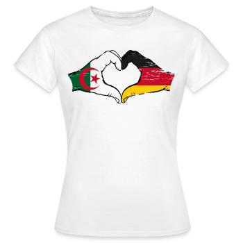 Algerien Deutschland Flagge Hände Herzform used - Frauen T-Shirt - Weiß - Vorne - AI Model Female 172 dark (172cm)
