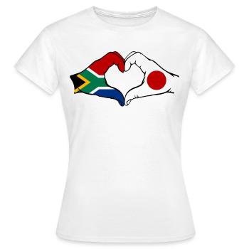 Afrique du Sud Japon Drapeau Mains Coeur Forme - T-shirt Femme - blanc - Devant - AI Model Female 172 dark (172cm)