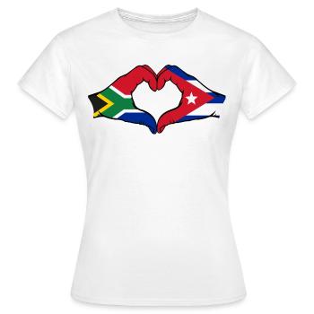 Afrique du Sud Cuba Drapeau Mains Coeur Forme - T-shirt Femme - blanc - Devant - AI Model Female 172 dark (172cm)