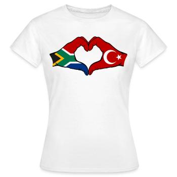 Afrique du Sud Turquie Drapeau Mains Coeur Forme - T-shirt Femme - blanc - Devant - AI Model Female 172 dark (172cm)