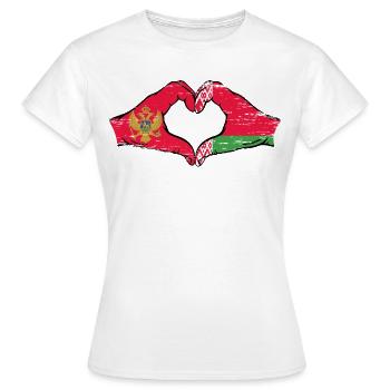 Montanegro Belarus Flagge Hände Herzform used - Frauen T-Shirt - Weiß - Vorne - AI Model Female 172 dark (172cm)