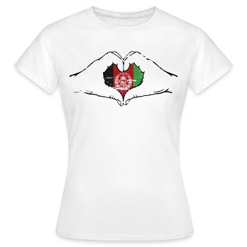 Drapeau de l’Afghanistan mains forme de coeur utilisé - T-shirt Femme - blanc - Devant - AI Model Female 172 dark (172cm)