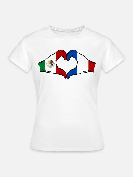 Mexiko Frankreich Flagge Hände Herzform - Frauen T-Shirt - Weiß