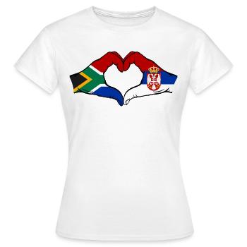 Afrique du Sud Serbie Drapeau Mains Coeur Forme - T-shirt Femme - blanc - Devant - AI Model Female 172 dark (172cm)