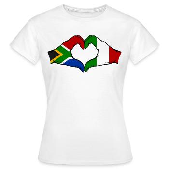 Afrique du Sud Italie Drapeau Mains Coeur Forme - T-shirt Femme - blanc - Devant - AI Model Female 172 dark (172cm)