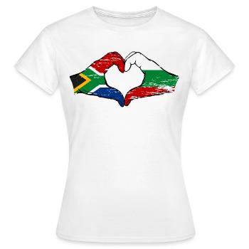 Afrique du Sud Bulgarie Drapeau Mains Coeur Forme Utilisé - T-shirt Femme - blanc - Devant - AI Model Female 172 dark (172cm)
