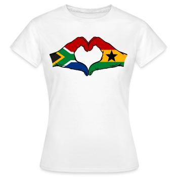 Afrique du Sud Ghana Drapeau Mains Coeur Forme - T-shirt Femme - blanc - Devant - AI Model Female 172 dark (172cm)