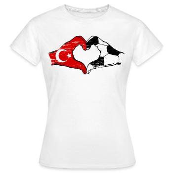 Türkei Fussball Flagge Haende Herzform used - Frauen T-Shirt - Weiß - Vorne - AI Model Female 172 dark (172cm)
