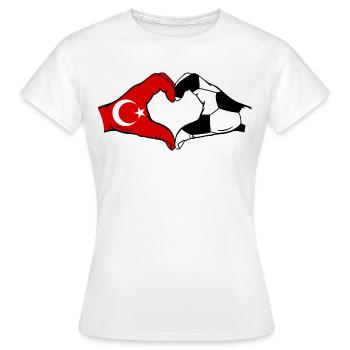Tuerkei Fussball Flagge Haende Herzform - Frauen T-Shirt - Weiß - Vorne - AI Model Female 172 dark (172cm)