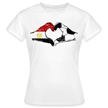 Aegypten Fussball Flagge Haende Herzform used - Frauen T-Shirt - Weiß - Vorne - AI Model Female 172 dark (172cm)