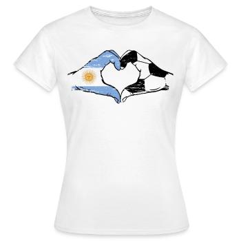 Argentine Football Drapeau Mains Coeur Forme utilisation - T-shirt Femme - blanc - Devant - AI Model Female 172 dark (172cm)