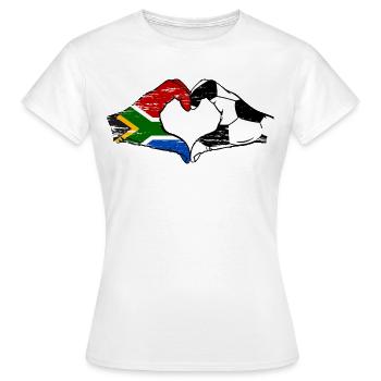 Südafrika Fussball Flagge Hände Herzform used - Frauen T-Shirt - Weiß - Vorne - AI Model Female 172 dark (172cm)