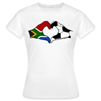 Südafrika Fussball Flagge Hände Herzform - Frauen T-Shirt - Weiß - Vorne - AI Model Female 172 dark (172cm)