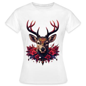 Geheimnisvolle Anmut, der Hirsch der Schatten und Lichter. - Frauen T-Shirt - Weiß - Vorne - AI Model Female 172 dark (172cm)