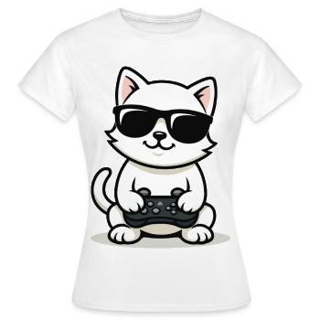 Gamer Cat Coolness - Frauen T-Shirt - Weiß - Vorne - AI Model Female 172 dark (172cm)