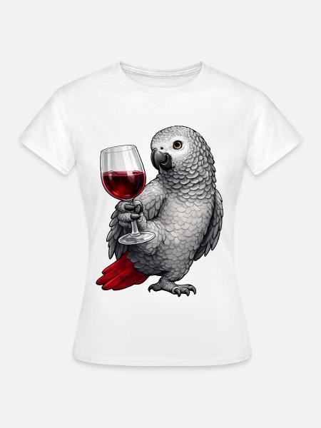 Graupapagei Weinglas - Frauen T-Shirt - Weiß