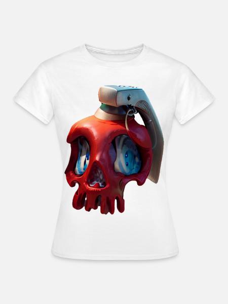 Roter Schädel mit VR-Headset - Frauen T-Shirt - Weiß