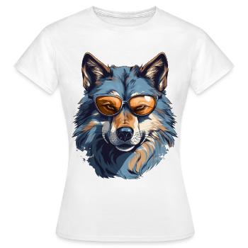 Grauer Wolf im Streetstyle | Wolfsliebhaber - Frauen T-Shirt - Weiß - Vorne - AI Model Female 172 dark (172cm)