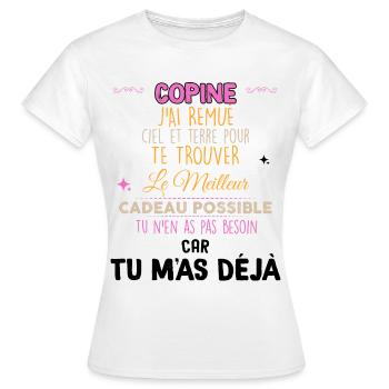 Ma Copine Mon Cadeau Drole - T-shirt Femme - blanc - Devant - AI Model Female 172 dark (172cm)