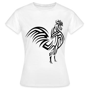 Tatouage tribal de coq - T-shirt Femme - blanc - Devant - AI Model Female 172 dark (172cm)