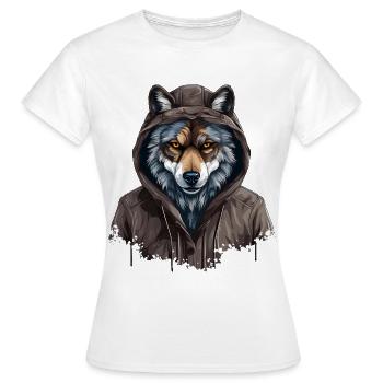 Loup gris dans le style de rue | Amoureux des loups - T-shirt Femme - blanc - Devant - AI Model Female 172 dark (172cm)