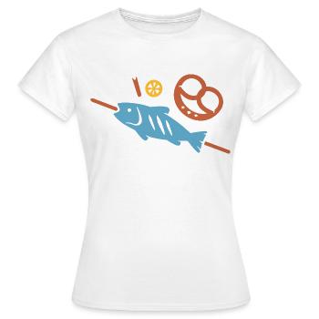 Steckerlfisch, Breze & Zitrone - Frauen T-Shirt - Weiß - Vorne - AI Model Female 172 dark (172cm)