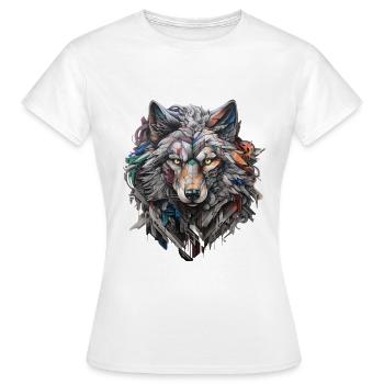 Loup gris en style graffiti | Amoureux des loups - T-shirt Femme - blanc - Devant - AI Model Female 172 dark (172cm)