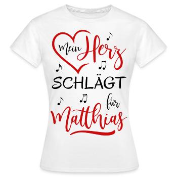 Mein Herz schlägt für Matthias - Frauen T-Shirt - Weiß - Vorne - AI Model Female 172 dark (172cm)