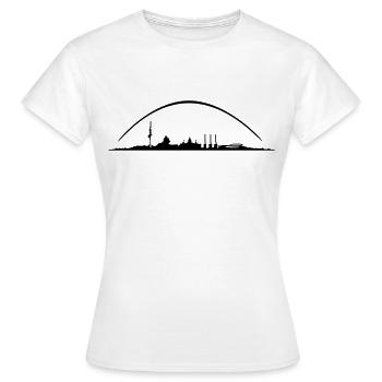 Hannover // Skyline // Silhouette // Skylineshirt - Frauen T-Shirt - Weiß - Vorne - AI Model Female 172 dark (172cm)