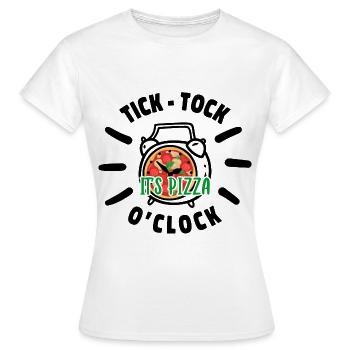 Tick Tock It's Pizza O' Clock Pizza Lover Italian - Frauen T-Shirt - Weiß - Vorne - AI Model Female 172 dark (172cm)
