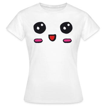 kawaii face with an open smile - Women's T-Shirt - white - Front - AI Model Female 172 dark (172cm)