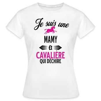 je suis cavalière qui déchire et mamy - T-shirt Femme - blanc - Devant - AI Model Female 172 dark (172cm)