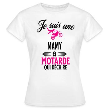 je suis motarde qui déchire et mamy - T-shirt Femme - blanc - Devant - AI Model Female 172 dark (172cm)