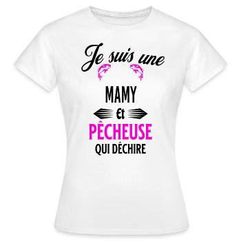 je suis pêcheuse qui déchire et mamy - T-shirt Femme - blanc - Devant - AI Model Female 172 dark (172cm)
