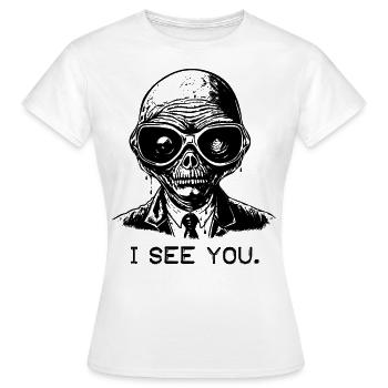 Glasses from space: Alien, I see you - Women's T-Shirt - white - Front - AI Model Female 172 dark (172cm)