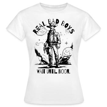 Echte harte Cowboys warten bis zum Mittag - Frauen T-Shirt - Weiß - Vorne - AI Model Female 172 dark (172cm)