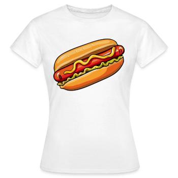 Hot dog: Delicious sausage in a bun - Women's T-Shirt - white - Front - AI Model Female 172 dark (172cm)