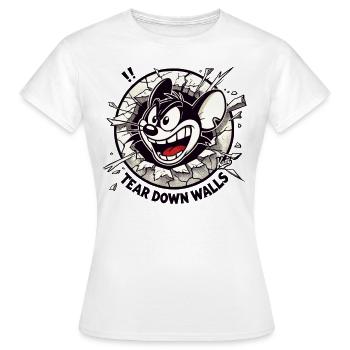 Une souris intense et dynamique veut abattre les murs - T-shirt Femme - blanc - Devant - AI Model Female 172 dark (172cm)