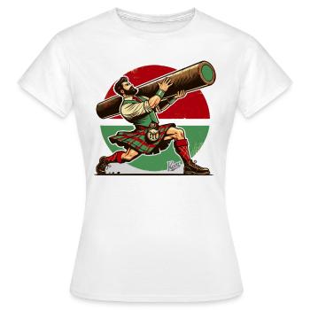 Schottischer Kerl mit Holzstamm - Caber Toss - Frauen T-Shirt - Weiß - Vorne - AI Model Female 172 dark (172cm)