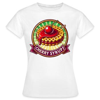 Gaufres aux cerises et sirop - T-shirt Femme - blanc - Devant - AI Model Female 172 dark (172cm)