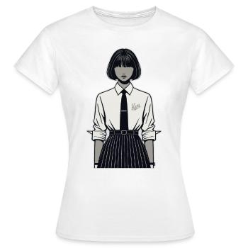 Japonaise en uniforme scolaire - T-shirt Femme - blanc - Devant - AI Model Female 172 dark (172cm)